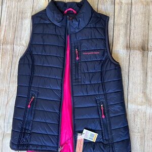 Vineyard Vines Navy and Pink Puffer Vest